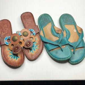 2 pair of size 7 sandals! Born and Elite brand